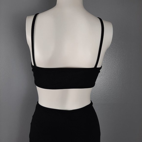 DO MY SELF Womens Jumpsuit Size Large Black Ribbed Knit One Piece Cropped - Picture 7 of 8